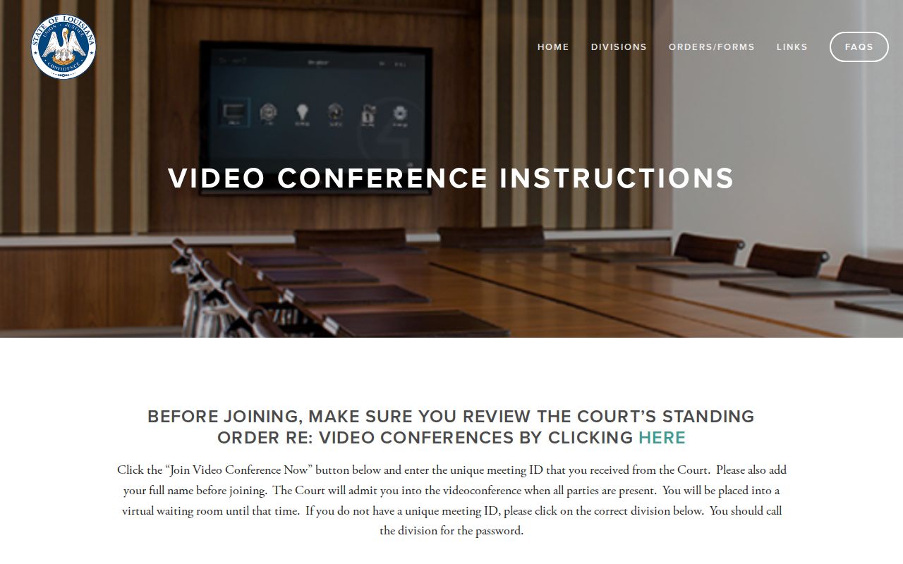 Cameron Parish court dates 38th JDC video conference page