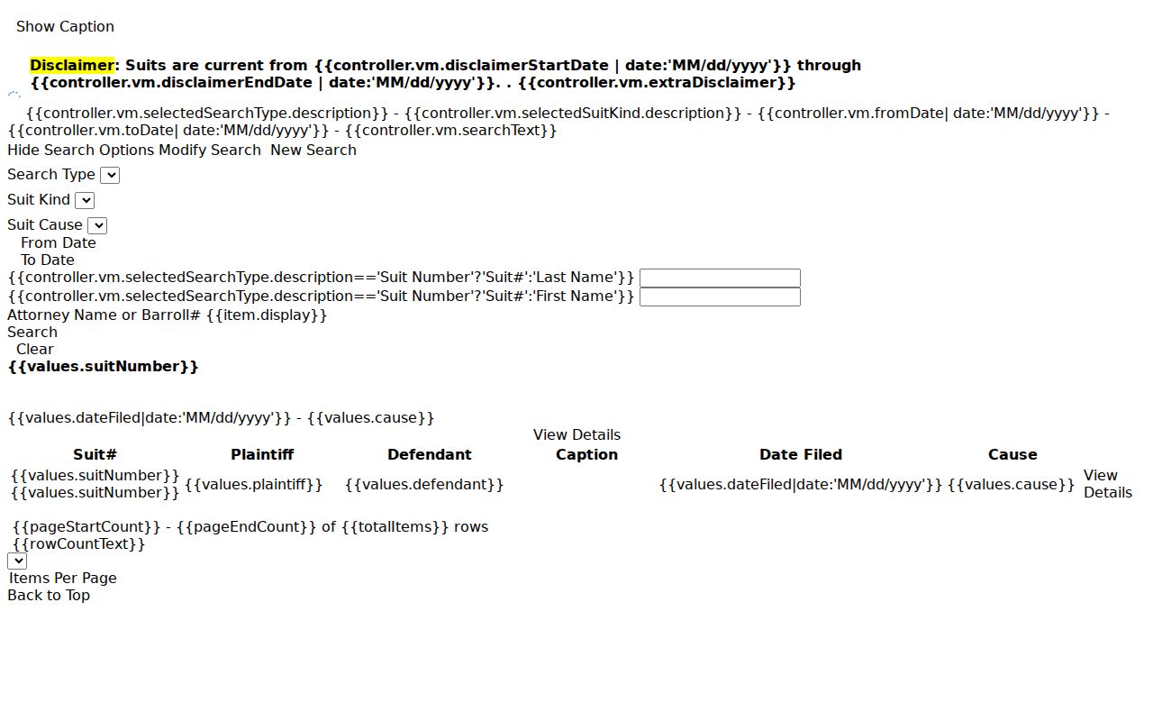 Cameron Parish case lookup Clerk Connect civil inquiry interface