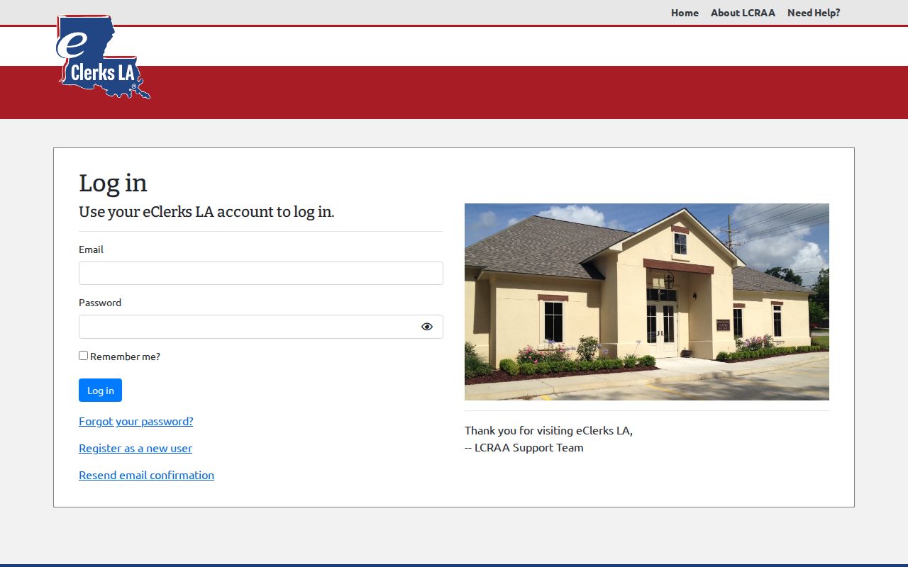 Cameron Parish criminal docket eClerks LA login screen