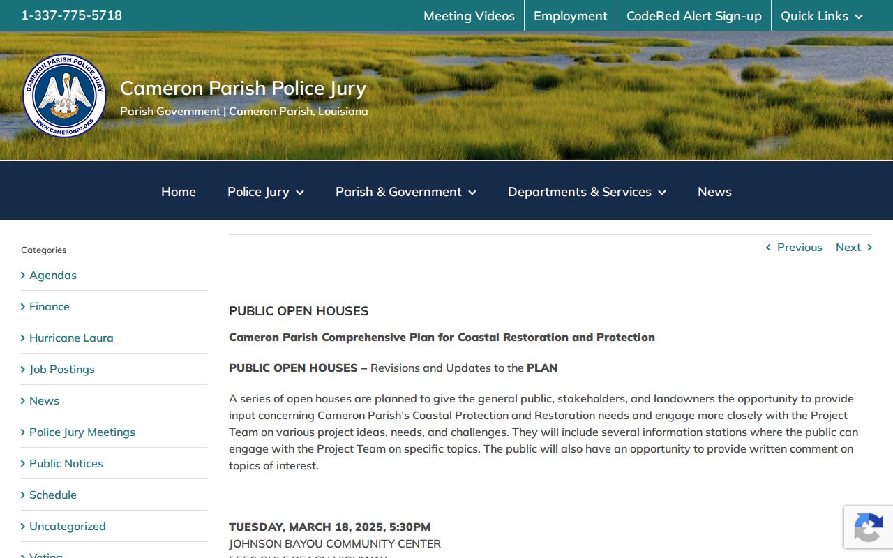 Hackberry court records official civic-site notice and community-center location